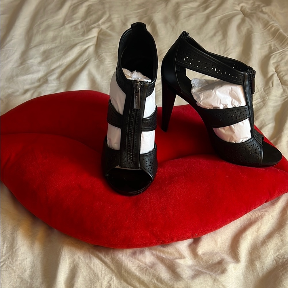 Michael Kors Black Stiletto Heels Strappy Design